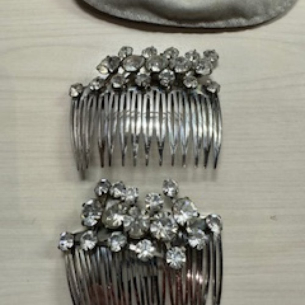 Pair of  silver and rhinestone hair combs purchased from Zitomers
